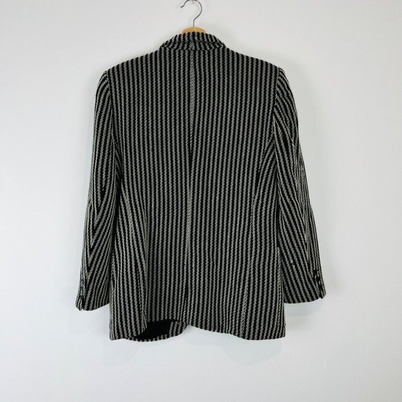 Christian Dior Vintage Black and Cream Striped Wool Tailored Blazer Jacket UK 14 - Picture 10 of 12